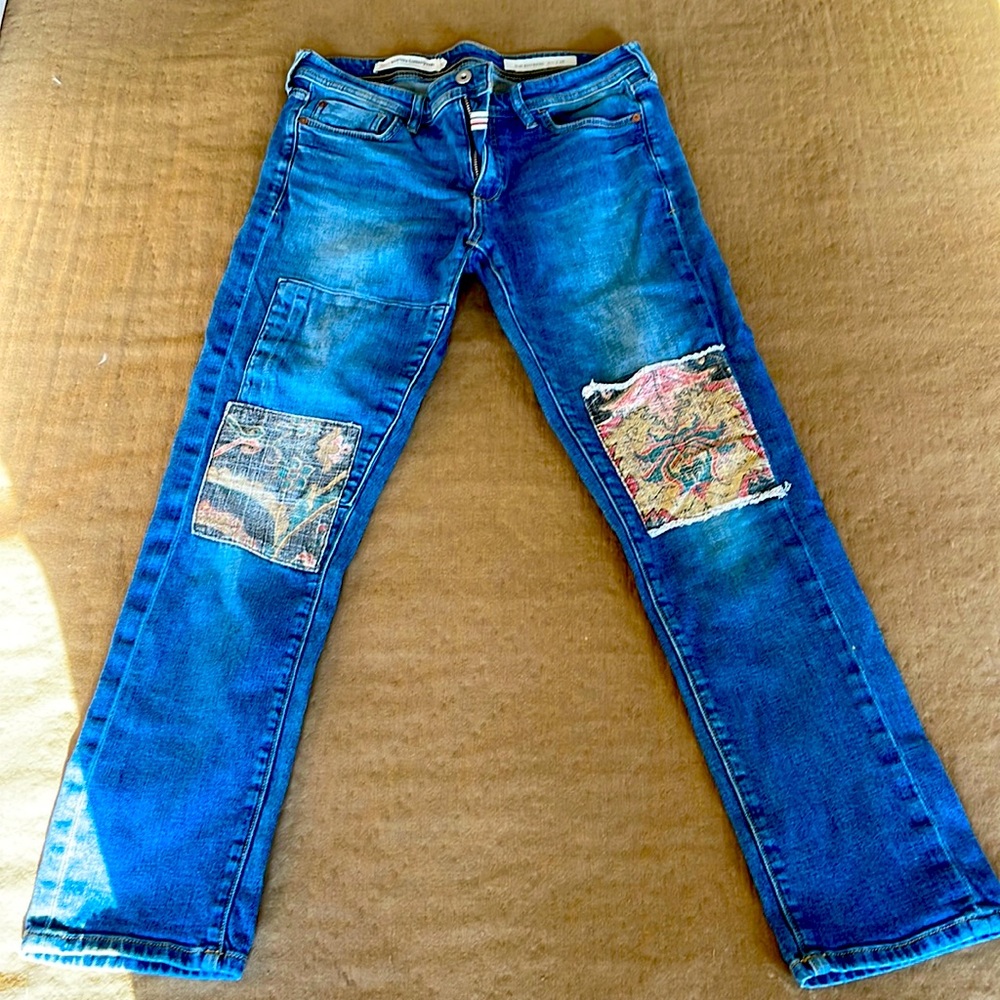 Pilcro by Anthropologie Slim Boyfriend Patchwork Jeans size 28